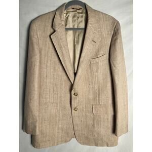 Vintage Cricketeer by Strauss Linen Blend Blazer Men’s Large Beige Classic